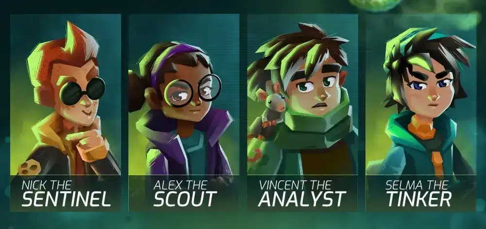 The headshots of the four characters