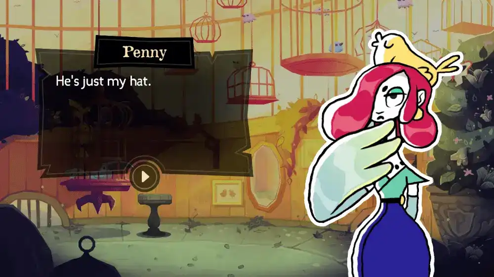 Penny saying the bird is just her hat