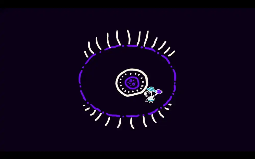 Giant purple eye boss at the end of the demo